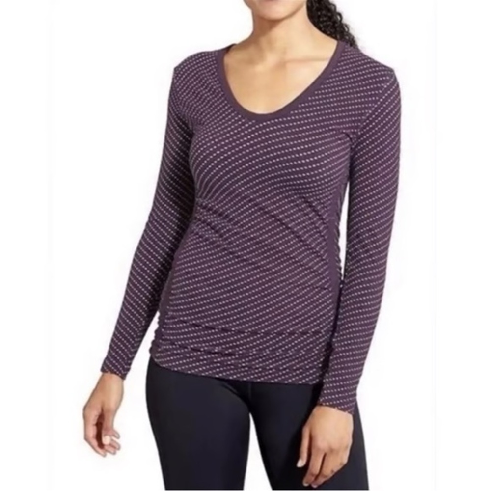 Athleta Women’s Dottie Pure Tunic XL Wild Raisin Purple Ruched Yoga Athletic Top